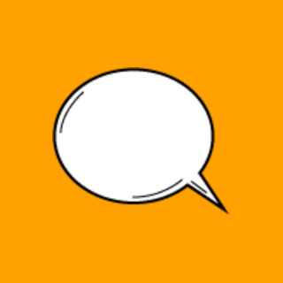 Illustration of a speech bubble on a yellow background