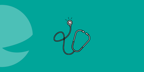Illustration of a stethoscope on a green background