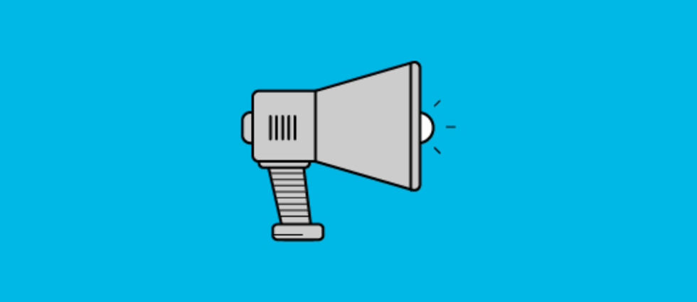 Illustration of a megaphone on a blue background