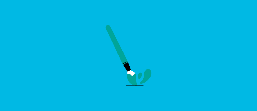 Illustration of a paintbrush on a blue background
