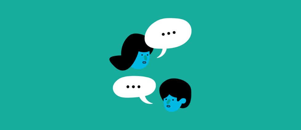 two people talking