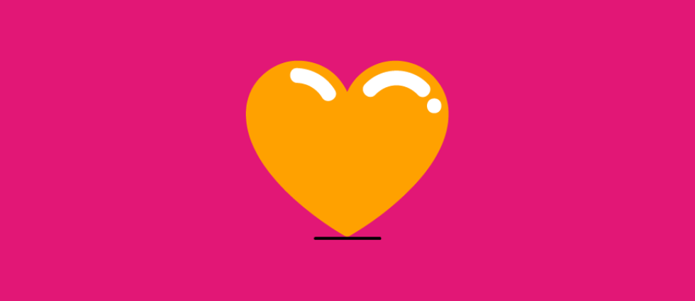 yellow heart on pink