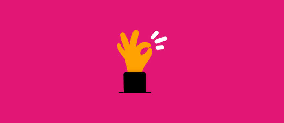 Clicking fingers on pink background