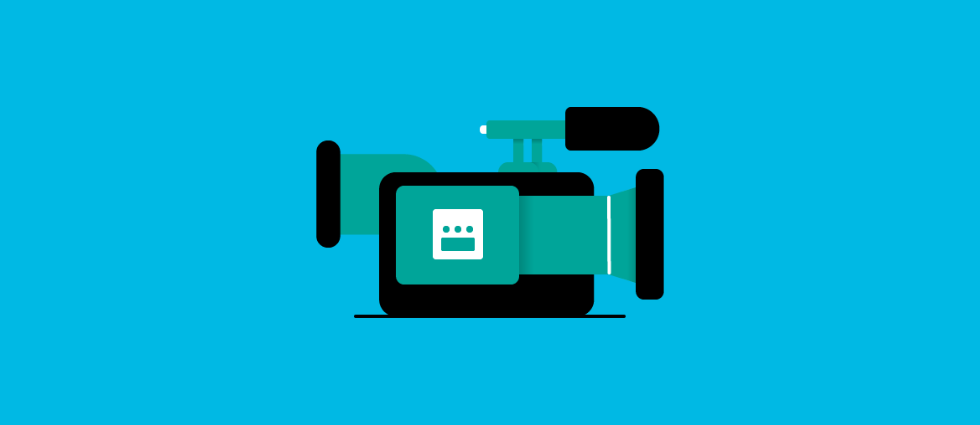 illustration of a video camera on a blue background
