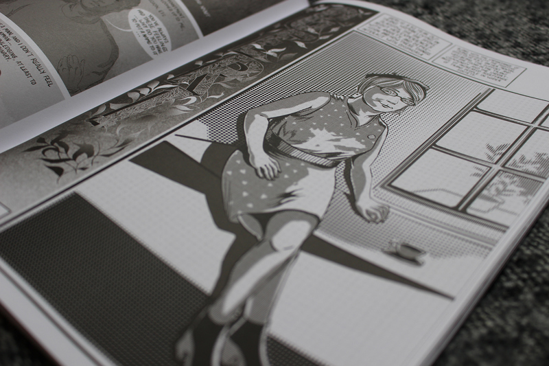 A photograph of a page in Unblemished, featuring Geri's story