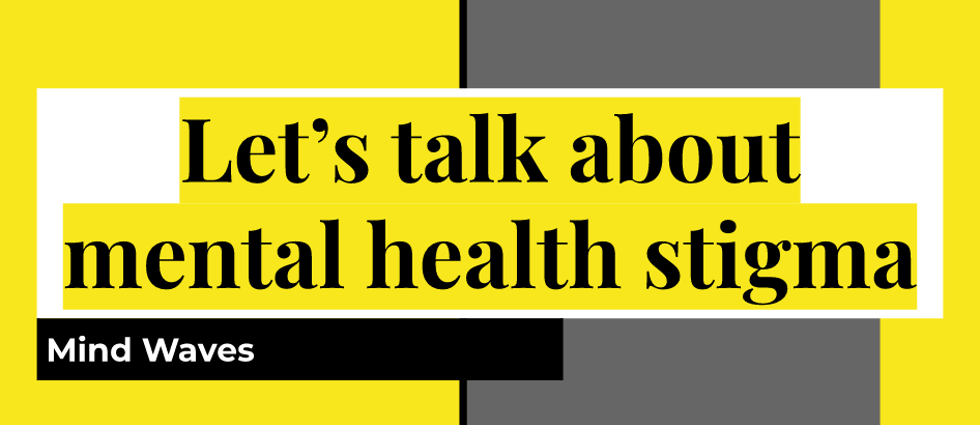 Text: "Let's talk about mental health stigma"