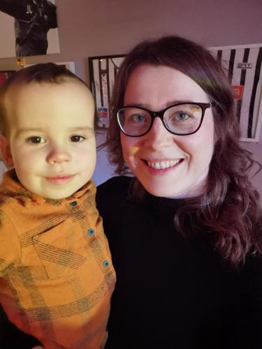 See Me volunteer Lynne with her son.