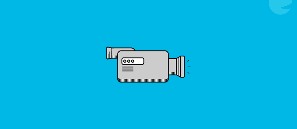 camera on blue background